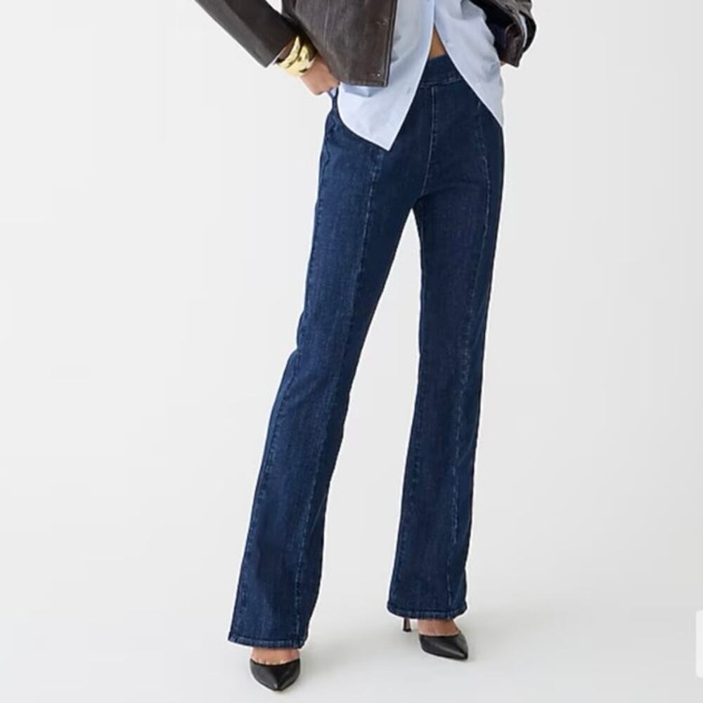 J.Crew Pintuck Skinny Flare Jeans NWT 32P Night Sky Wash